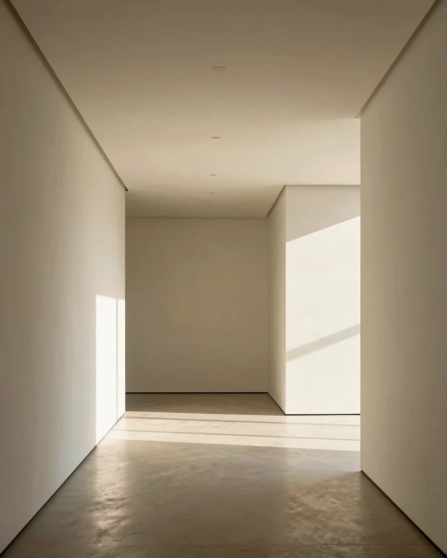 Minimalist executive interior, clean architectural geometry, soft
